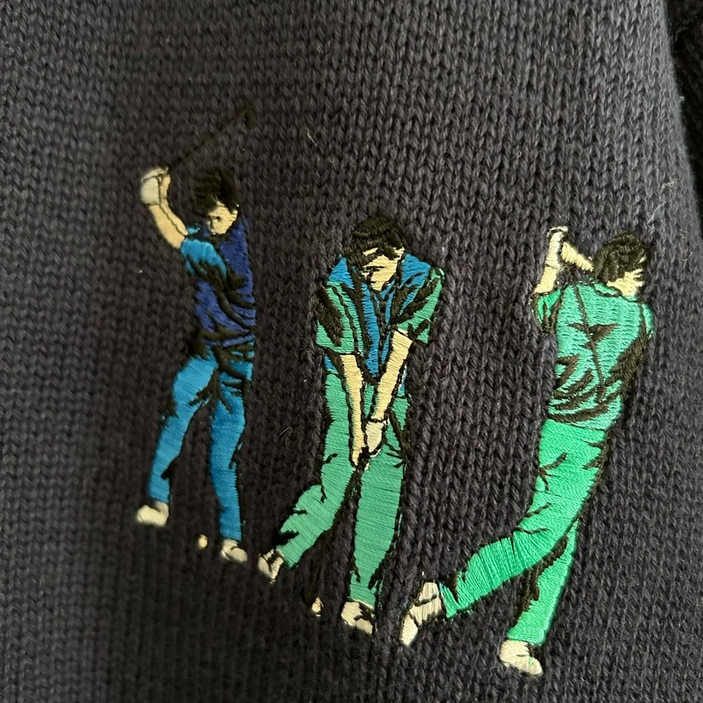Pringle Vintage Men’s Golf Sweater Navy Blue Yellow Size L